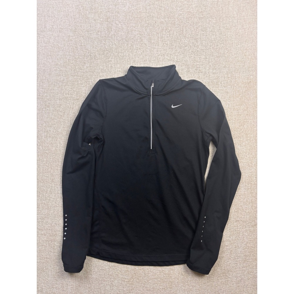 Nike Womens Dri-FIT Running 1/4 Zip Pullover Black Reflective Small